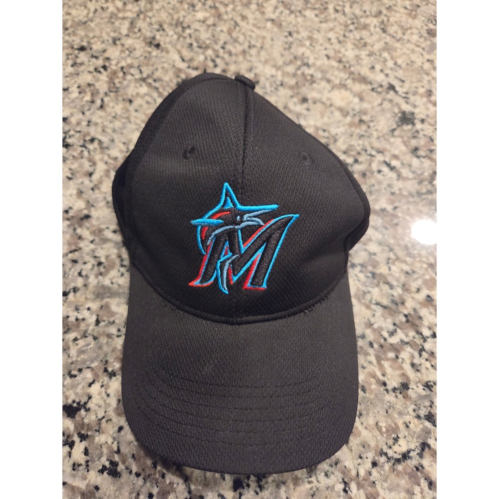 OC Sport Miami Marlins Baseball Cap Mens OSFM Black Mesh Adjustable MLB Hat